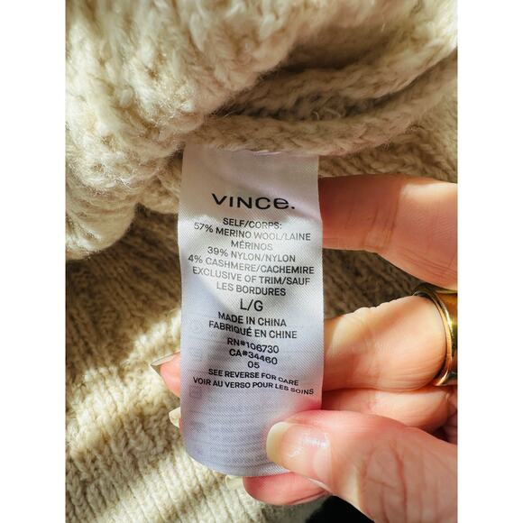 Vince Cream Chunky Knit Long Sleeve Mock Neck Sweater L - Picture 13 of 14
